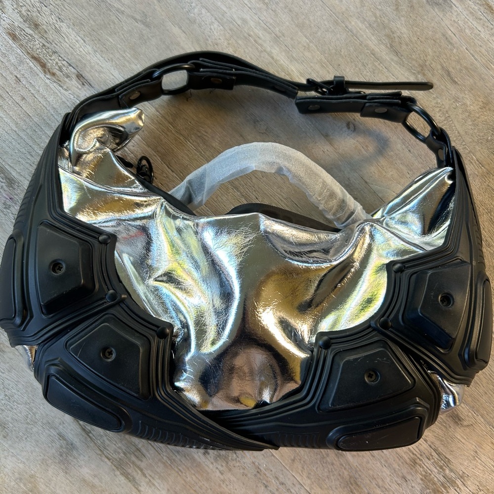Futuristic Silver and Black Handbag